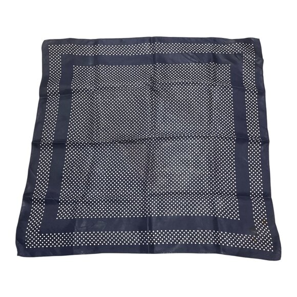 Vintage Glentex Navy Blue Polka Dot Scarf – 100% Acetate – Made in Japan - READ - Picture 1 of 3